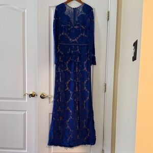 Tadashi Shoji Royal Blue Lace Long Sleeve Dress